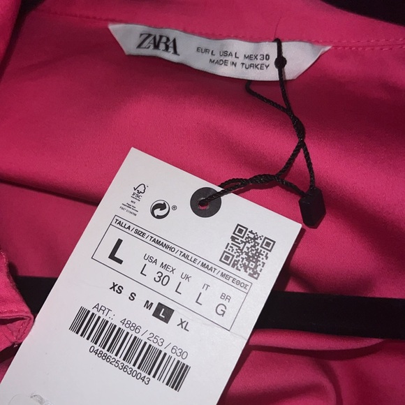 Zara Fuchsia🩷🩷🩷 Poplin Cropped Top - Size Large - NWT - Picture 7 of 7